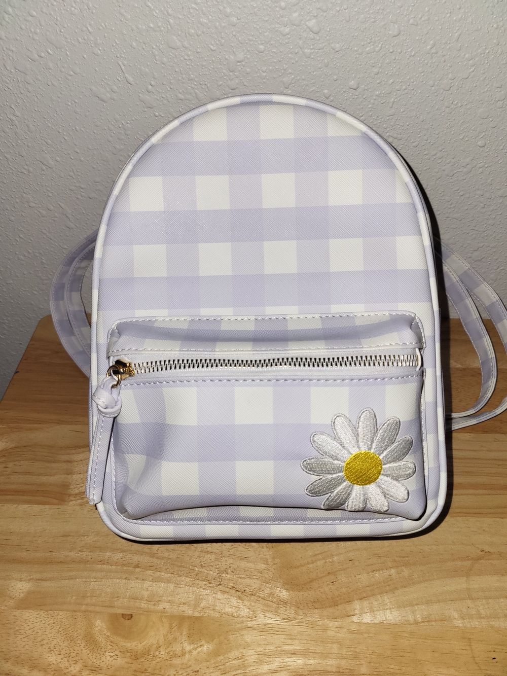 NWOT Under One Sky Lavender Gingham Daisy Accent Mini Backpack